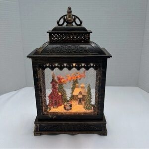 NWT Christmas Water Lantern Village Santa Sleigh Scene LED Lights Up